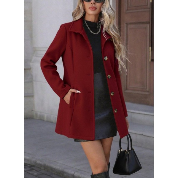 Kadın Uzun Kollu Yakalı önden Düğmeli Astarsız Ithal Kaşe Kaban