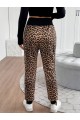 Kadın Yüksek Bel Bağcıklı Desenli Iki Iplik Pantolon