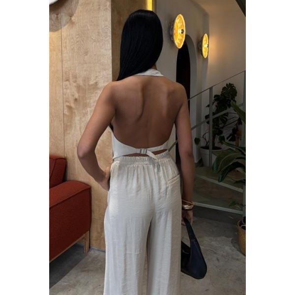 Halter Yaka Yelekli Modal Takım 10144