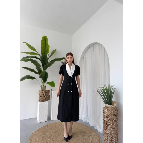 Reta Düğme Detaylı Elbise