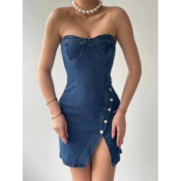 Nerg Düğme Detaylı Elbise