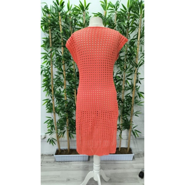 Kadın Sıfır Kol V Yaka Yanı Derin Yırtmaçlı Midi Boy Triko Elbise