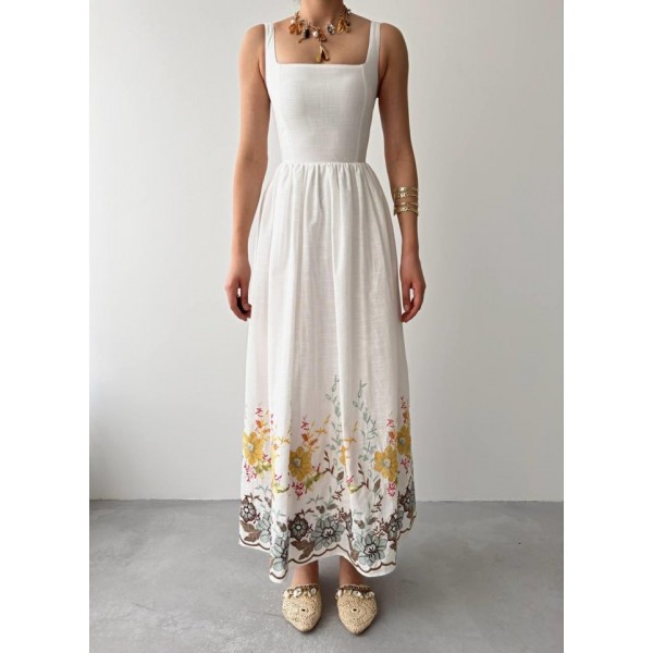 Mazi Çiçek Desenli Elbise