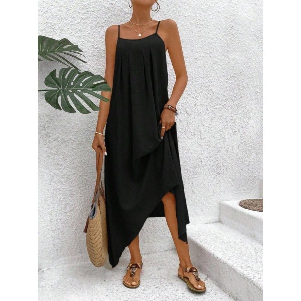 Kadın Ip Askılı V Yakalı Asimetrik Detaylı Aerobin Elbise