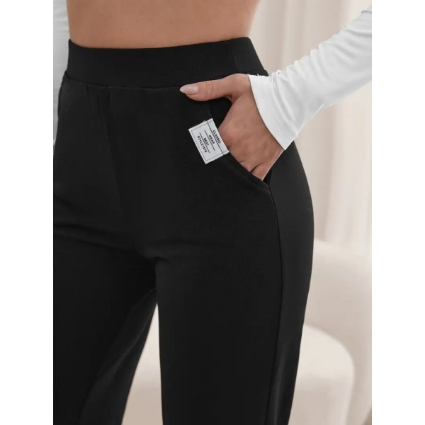 Kadın Yüksek Bel Cepli Geniş Kesim Ithal Krep Pantolon