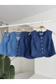 Gümüş Düğmeli Yelek Ve Şort Tensel Takım 10174