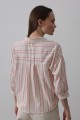 Çizgili Kısa Gömlek - Bej Pembe