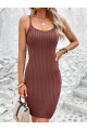 Kadın Kolsuz Askılı Poliyelit Triko Fitilli Mini Elbise