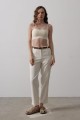 Kemerli Havuç Pantolon - Ekru