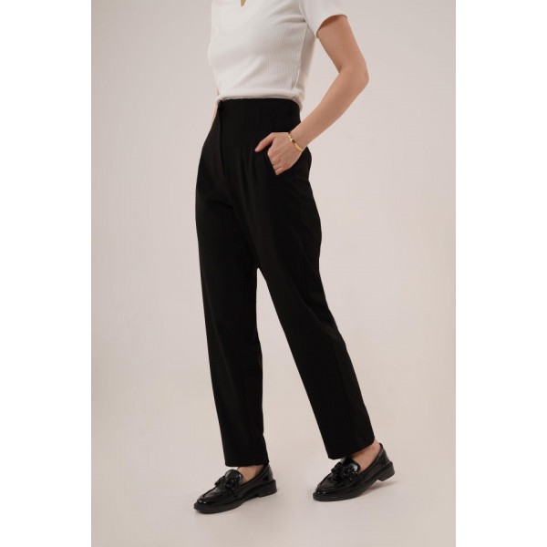 Çift Pens Detaylı Siyah Pantolon