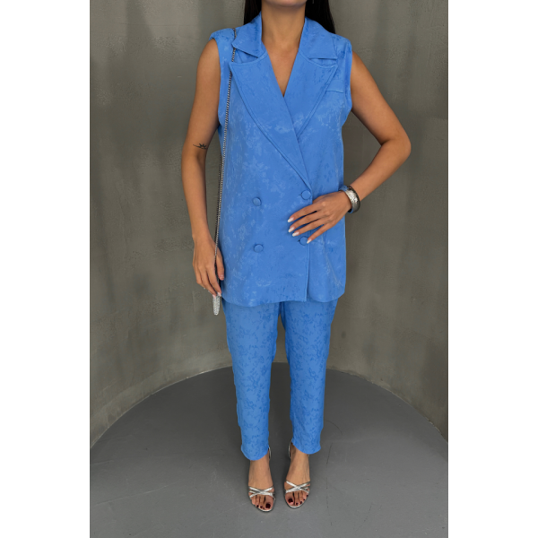 JAKAR KUMAŞ YELEK - PANTOLON TAKIM - Mavi