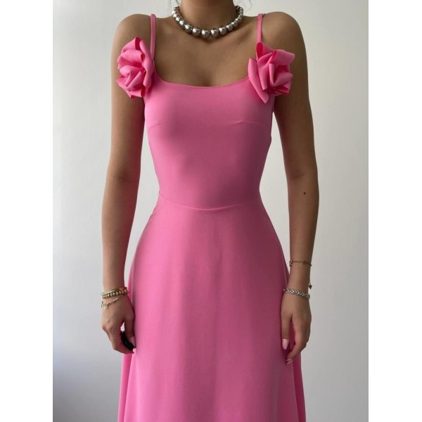 Matilda Gül İp Askılı Elbise