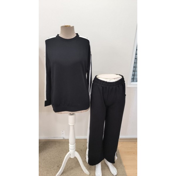 Kadın Uzun Kollu Bisiklet Yakalı Düğmeli Viskon Iki Iplik Bluz Ve Pantolon Ikili Takım