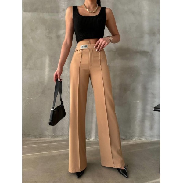 DREAMS ETİKETLİ PALAZZO PANTOLON - Bej