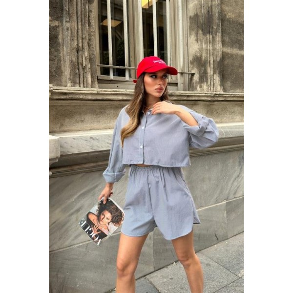 Volerie Çizgili Şortlu Takım 9342-17