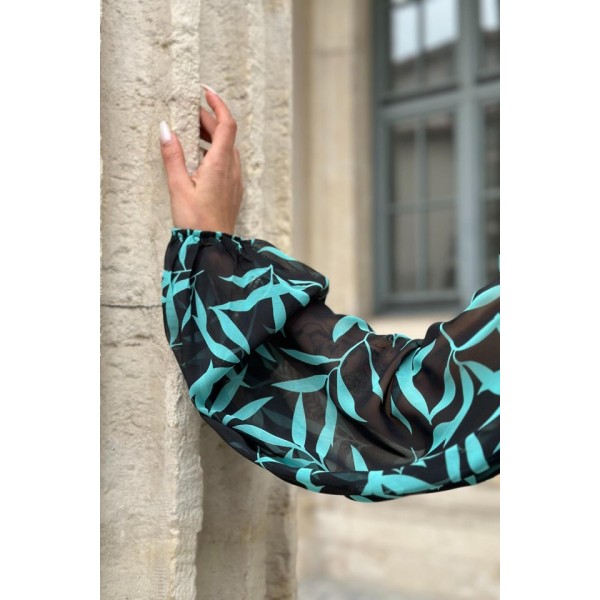 Desenli Desenli Fırfırlı Elbise