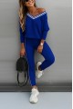 Kadın Uzun Kollu Tek Omuzu Açık Detaylı Viskon Iki Iplik Bluz Ve Pantolon Ikili Takım