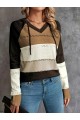 Kadın Uzun Kollu V Yakalı Bağcıklı Kapşonlu Triko Bluz