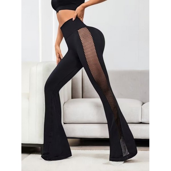 Kadın Yüksek Bel Yandan File Görünümlü Dalgıç Tayt