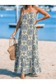 Kadın Ip Askılı Desenli Fırfırlı Süprem Elbise