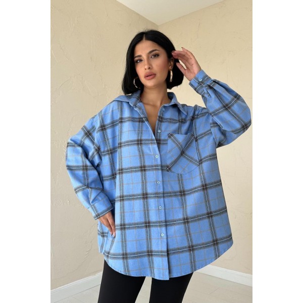 Mavi Ekose Desenli Gömlek
