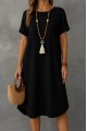 Kadın Kısa Kollu Kayık Yaka Bürümcük Elbise