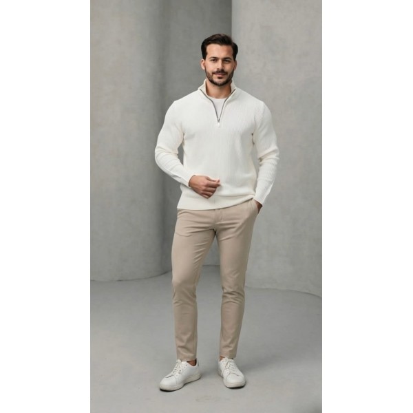 Erkek Balıkçı Zip Yaka Uzun Kollu Triko