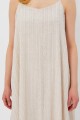 Askılı Uzun Çan Elbise - Natür