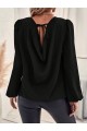 Kadın Uzun Kollu Yuvarlak Yaka Arkadan Bağcıklı Salaş Ithal Krep Bluz