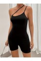 Kadın Asimetrik Askılı Mini Kaşkorse Bodycon Tulum