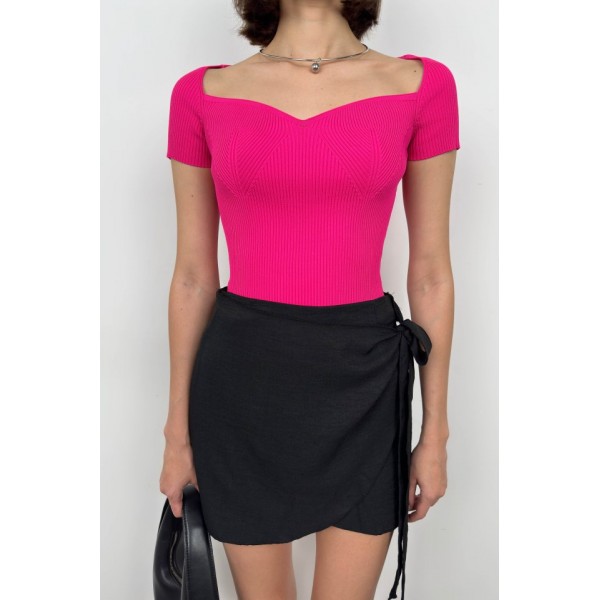 Kare Yaka Triko Bluz