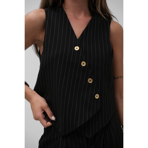 V Yaka Çizgili Kruvaze Yelek