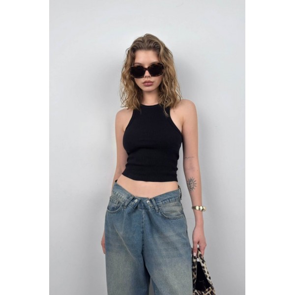 Halter Yaka Kolsuz Bluz