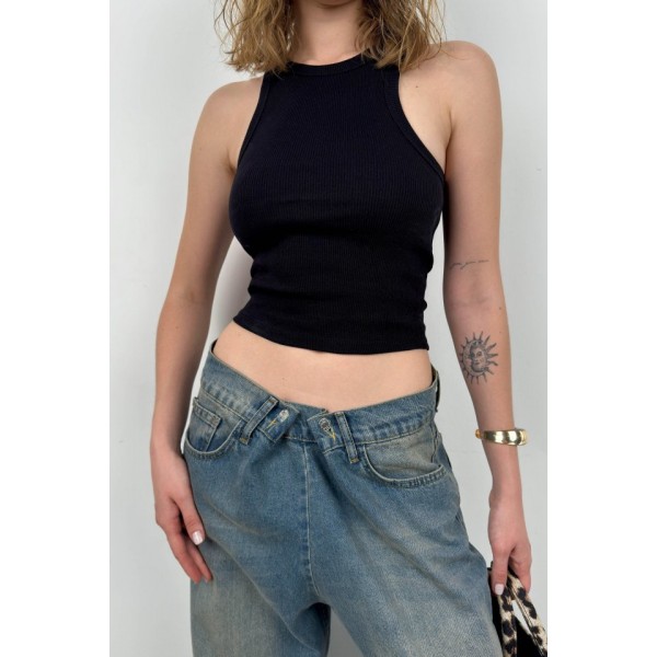 Halter Yaka Kolsuz Bluz