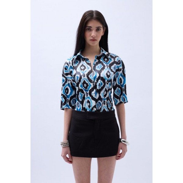 Desenli Saten Gömlek