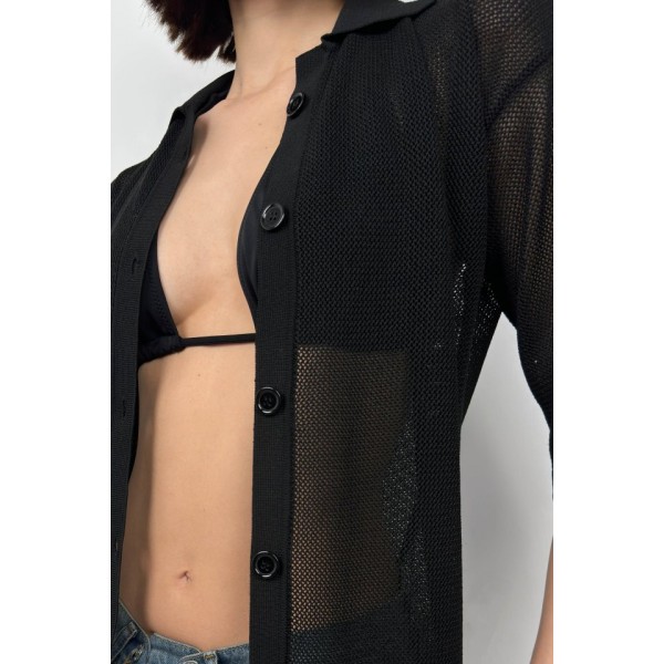 Polo Yaka Fileli Bluz