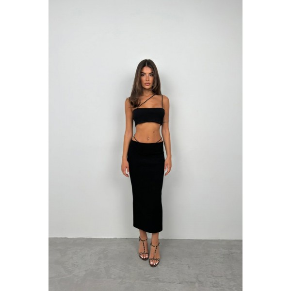 Askı Detay Straplez Dokulu Crop