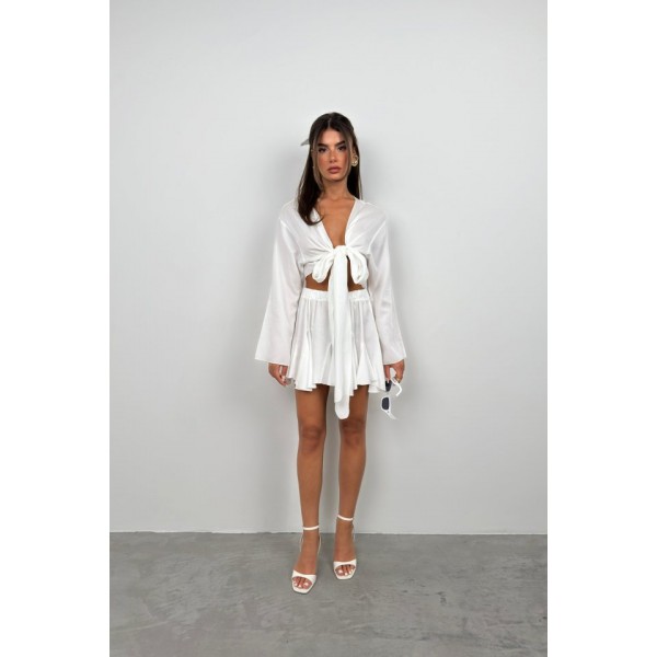 Kayık Yaka Uzun Kol Crop