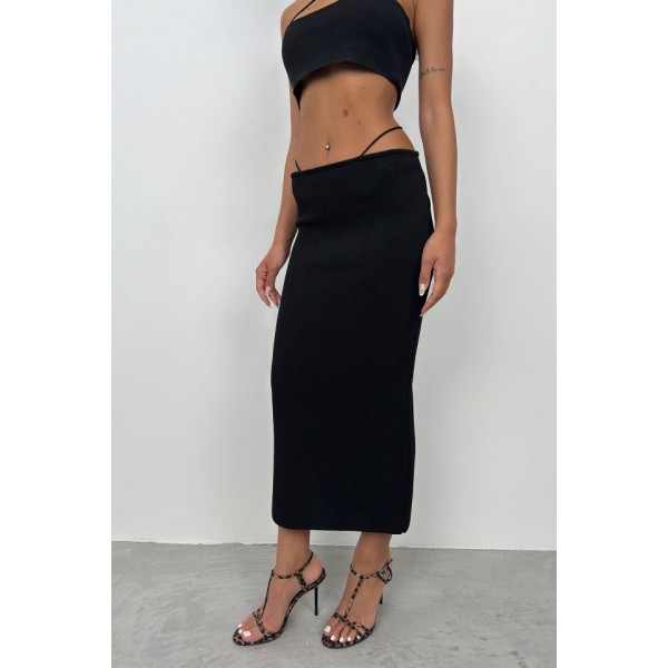 Askı Detay Straplez Dokulu Crop