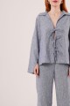 Ön Bağlama Detaylı Pantolon Ve Gömlek İndigo İkili Takım