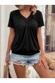 Kadın Kısa Kollu V Yakalı Büzgü Detaylı Viskon Bluz