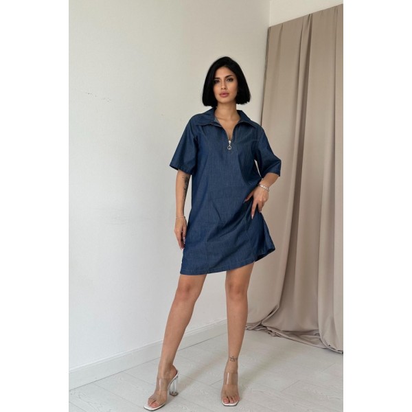 Mavi Tencel Kuplu Elbise