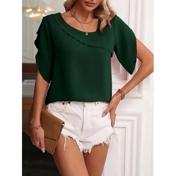 Kadın Kısa Kollu Yaka Ve Kol Detay Jesica Bluz