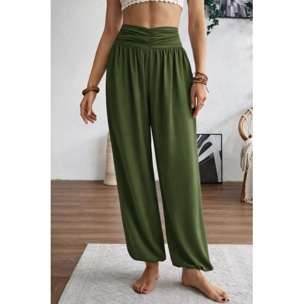 Kadın Yüksel Bel Yoğun Büzgü Detaylı Aerobin Pantolon