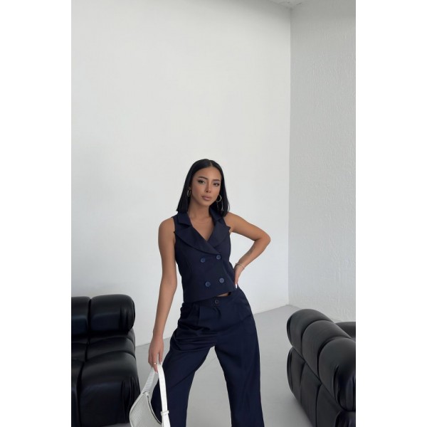 Şal Yaka Düğmeli̇ Yelek