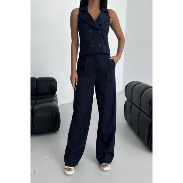 Şal Yaka Düğmeli̇ Yelek