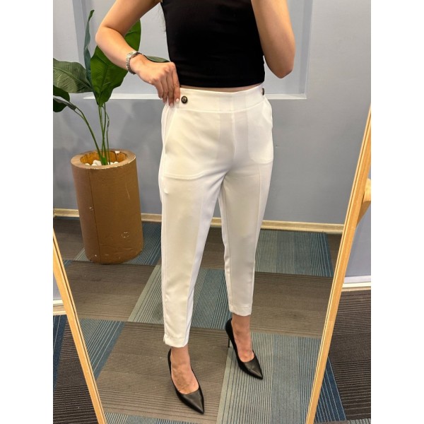 Bel Lasti̇kli̇ Düğmeli̇ Pantolon