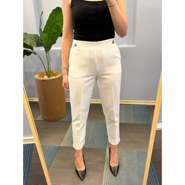 Bel Lasti̇kli̇ Düğmeli̇ Pantolon