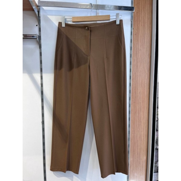 Poly Viscose Yüksek Bel Pervazli Pantolon