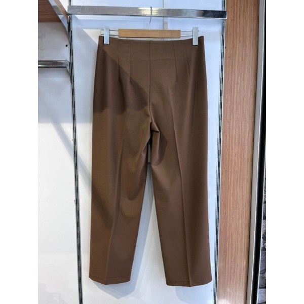 Poly Viscose Yüksek Bel Pervazli Pantolon